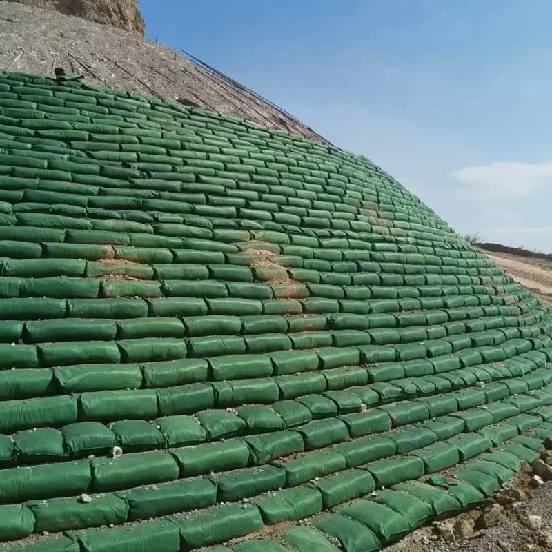 Slope stabilization with geotextile bags